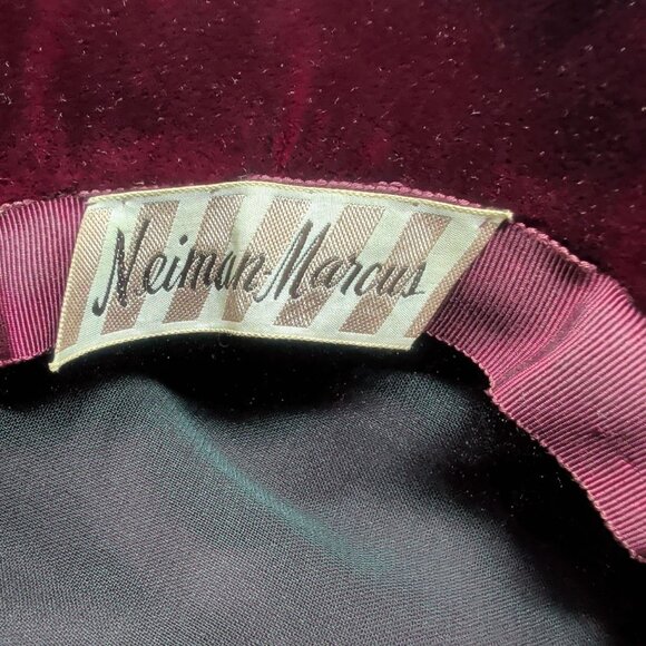 Vintage Neiman Marcus Burgundy Hat Velvet Mushroom main image 6